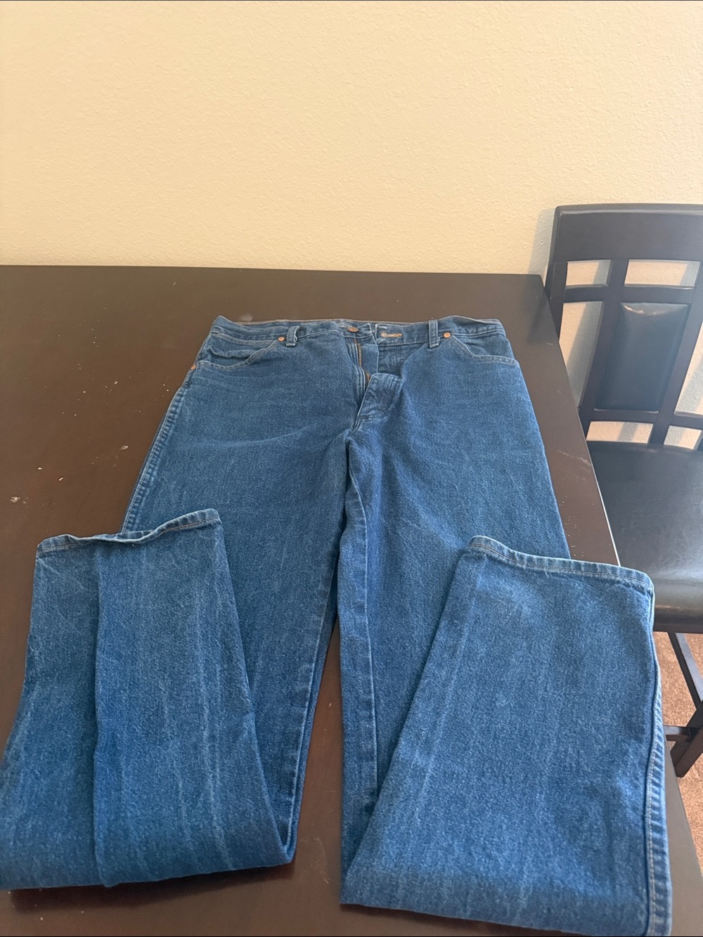 Wrangler Blue Denim Skirt with Leather Patch - Picture 2 of 5